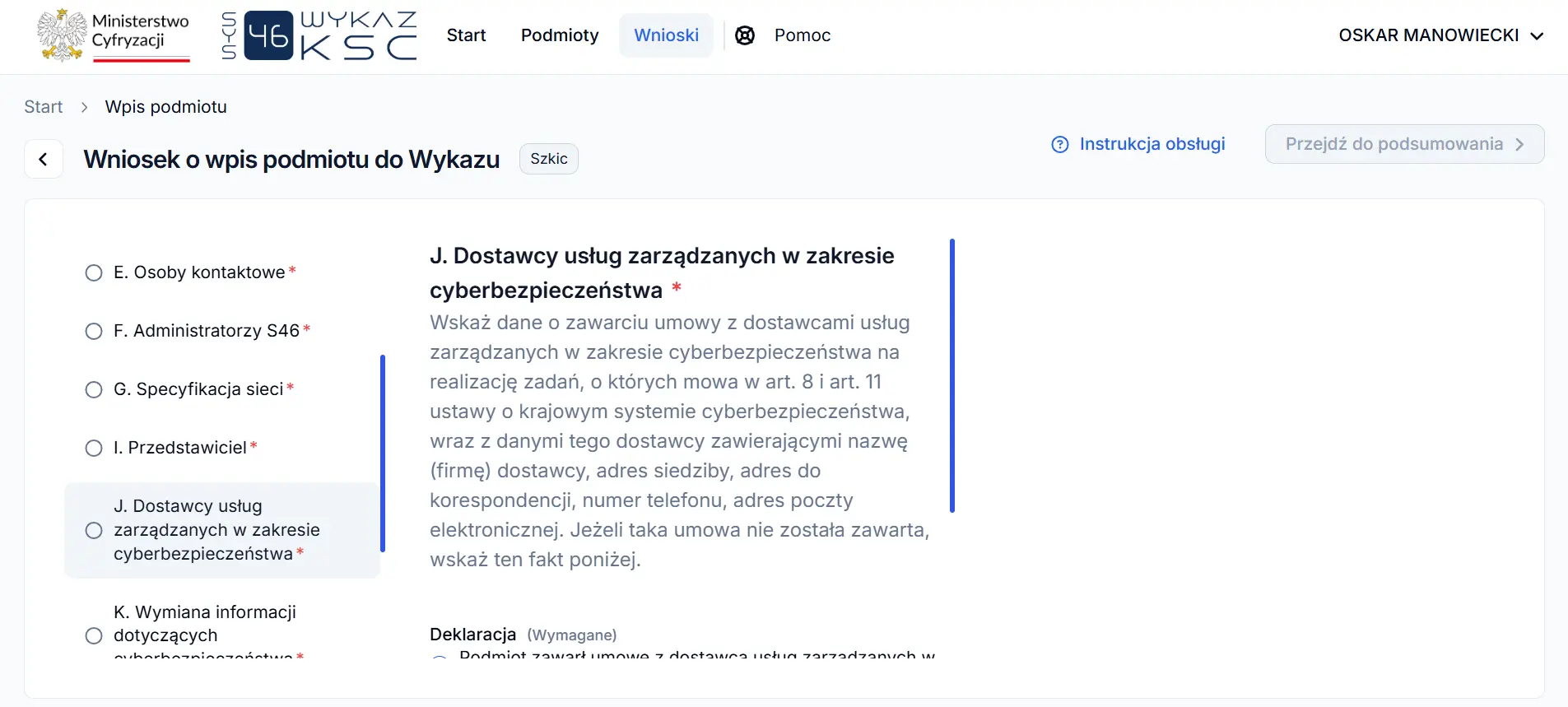 System S46 - dostawcy usług zarządzanych w zakresie cyberbezpieczeństwa